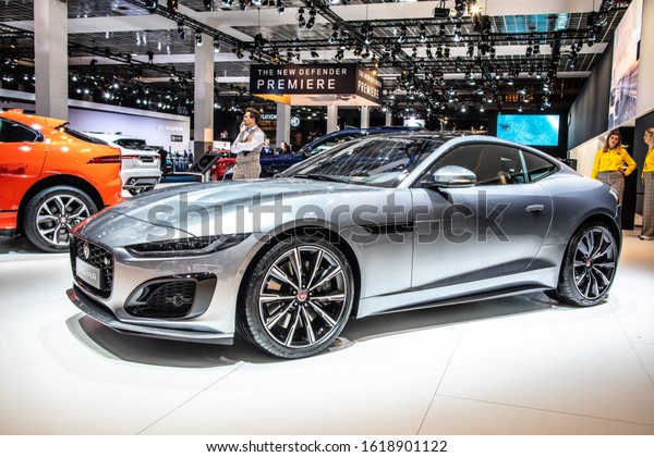 Brussels, Belgium, Jan 09, 2020: all\
new Jaguar F-Type R at Brussels Motor Show,  two-seater sports car,\
manufactured by British luxury car manufacturer\
Jaguar