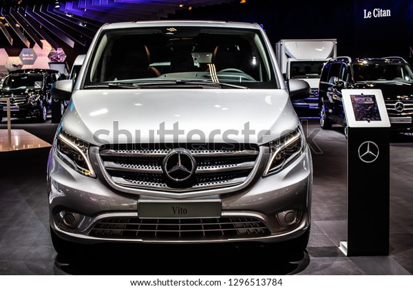 Brussels, Belgium, Jan 18, 2019:\
Mercedes-Benz Vito at Brussels Motor Show, produced by Mercedes\
Benz, light commercial vehicle as cargo van, pickup\
truck