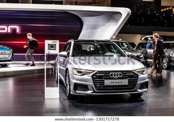 Brussels, Belgium, Jan 18, 2019: Audi A6 Avant 40\
TDI quattro station wagon at Brussels Motor Show, fifth generation\
A6, C8, combi produced by Audi\
AG