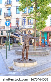 Brussels, Belgium - July 3, 2019: L'envol - Statue de Jacques Brel