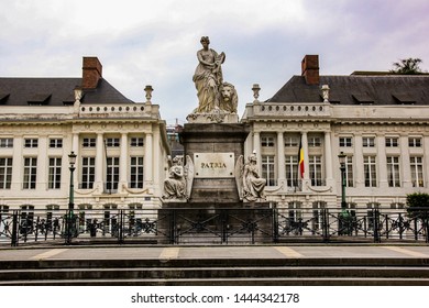 Brussels, Belgium - June 24 2013: Martyrs' Square. Its Name Refers To The Martyrs Of The September Days Of The Belgian Revolution Of 1830.