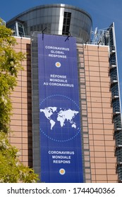 Brussels, Belgium - May 17, 2020: CORONAVIRUS - The Berlaymont Building Of The European Commission Located At The Schuman Roundabout, Brussels, Belgium.