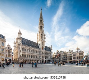 BRUSSELS, BELGIUM - NOVEMBER 3, 2016: Grand Place square in Brussels, famous tourist destination