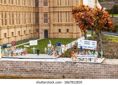 Brussels, Belgium - Novemver 23 2019, 
Mini Europe Brexit Demonstration