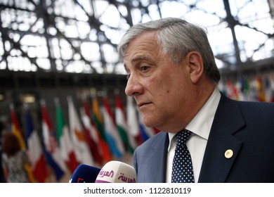 Brussels, Belgium on Jun. 28, 2018. President of the European Parliament, Antonio Tajani arrives for a meeting with European Union leaders. 