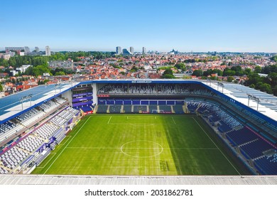 Brussels, Berlgium - June 2021: Constant Vanden Stock Stadium, Home Arena Of R.S.C. Anderlecht