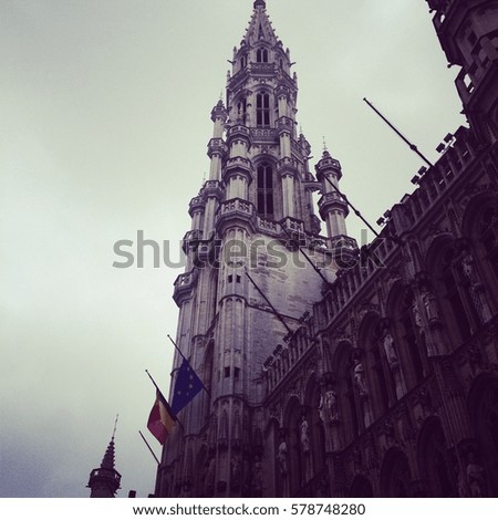 Similar – Image, Stock Photo Analogue double exposure of the Munich City Hall with the towers of the Frauenkirche on it on the Marienplatz