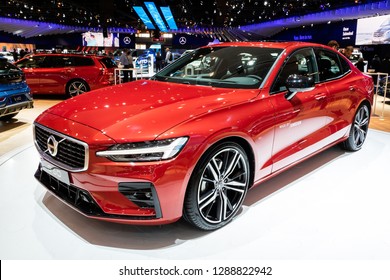 BRUSSELS - JAN 18, 2019: European Debut Of The New Volvo S60 Car Showcased At The Brussels Motor Show 2019 Autosalon.