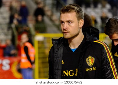 BRUSSELS - NOV 15, 2018: Simon Mignolet 12.  Belgium - Iceland. UEFA Nations League.