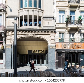 Brussels Old Town, Brussels Capital Region / Belgium - 09 14 2019: Facade Of The Old Movie Theater Palace