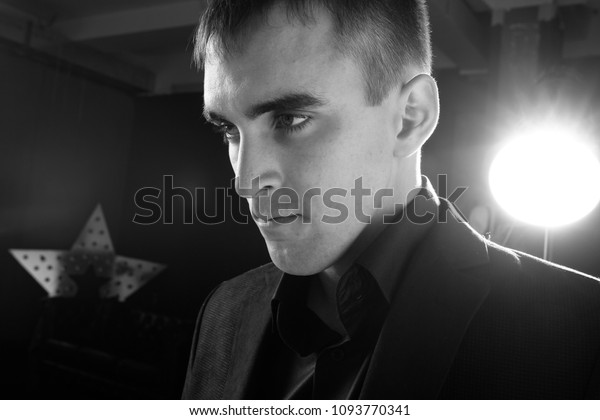 Brutal Brunette Guy Short Hair Manager Stock Photo Edit Now