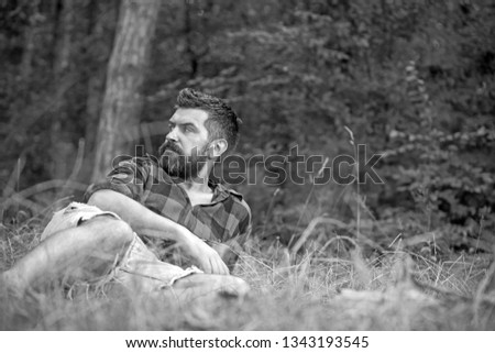 Similar – Image, Stock Photo Young man alone in a field of green wheat