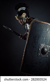 brutal warrior with sword and shield