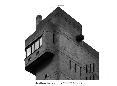 Brutalist Architecture Balfron Tower Black White Background