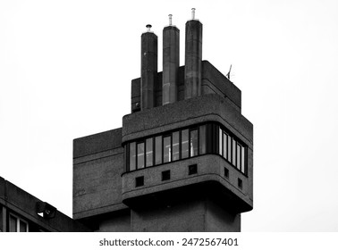 Brutalist Architecture Balfron Tower Black White Background