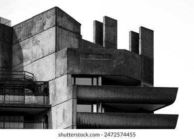 Brutalist Architecture Barbican Center Black White Background