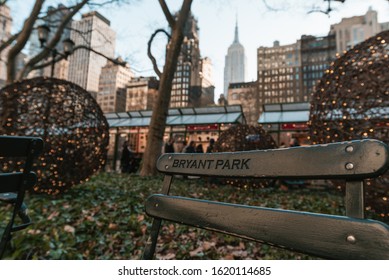 Bryant Park Bench In Manhattan New York