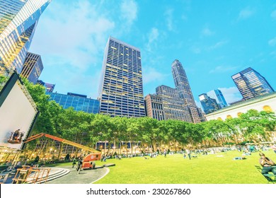 Bryant Park Summer Lights In Manhattan - New York City.