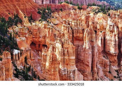 BRYCE CANYON, UT -24 AUG 2013- The Bryce Canyon National Park, A Spectacular Limestone Amphitheater With Red Rock Formations, Is Located In Southwestern Utah Near The Colorado Plateau.