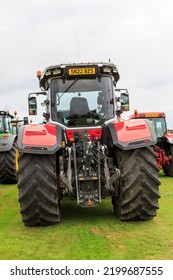 Brydkirk, Scotland - September 04, 2022:  Rear View Of A Massey Ferguson 8S225 Tractor Showing Three Point Linkage And Pickup Hitch