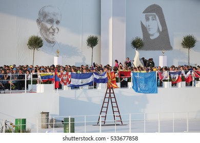 BRZEGI, POLAND - JULY 30, 2016: World Youth Day 2016 , Brzegi Near Krakow O/p   John Paul II And Sister Faustina