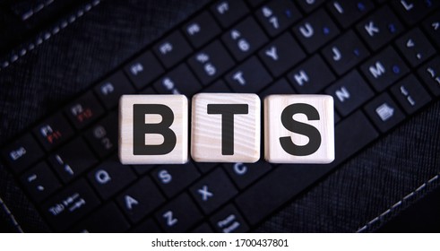 BTS word concept on cubes on the keyboard