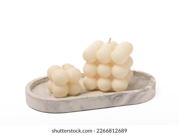 Bubble candle isolated on white background. Decor for home interior. - Shutterstock ID 2266812689
