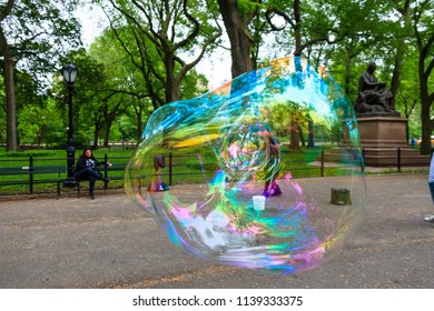A bubble performance in Central Park
