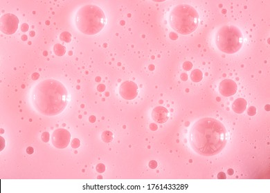 Bubble Pink Background Texture. Berry Gel To Cleanse The Skin Of The Face And Body. Spa Treatments, Skin Care. Bath Foam, Detergent. Slime Pink.