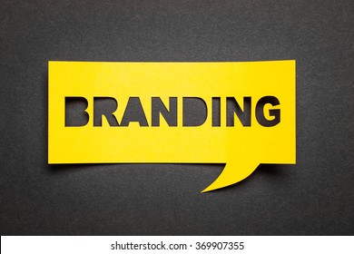 Bubble speech with cut out phrase "branding" in the paper. - Shutterstock ID 369907355