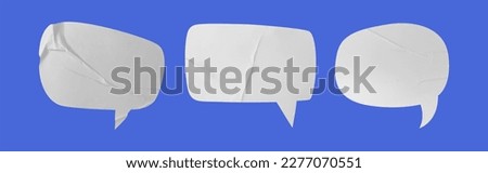 Bubble speech shape in white paper texture. Set of balloon text isolated for retro comic and design element