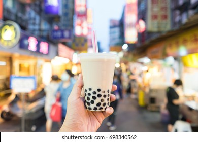 Bubble Tea the traditional drink of Taiwan at the night market