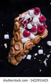 Bubble Waffle With Frozen Yoghurt And Raspberry