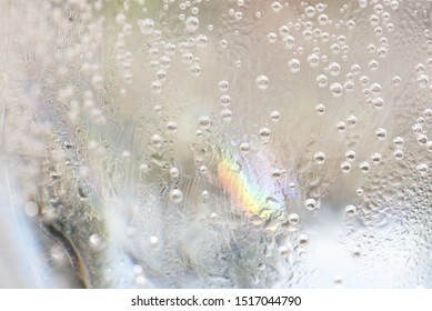 Bubbles: Close Up Of Carbonated Bubbles Inside A Glass Of White Wine Spritzer