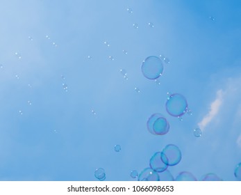 Bubbles float to the blue sky.feel fresh happy.suitable to background.