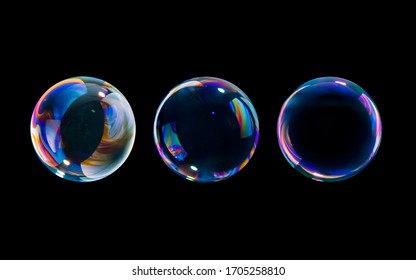 BUBBLES ISOLATED ON BLACK BACKGROUND
