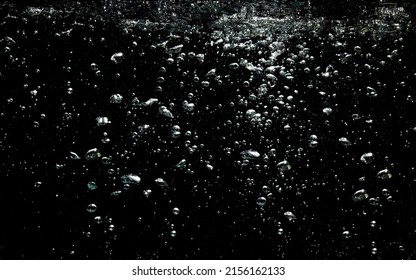 Bubbles Water Float up on Black Background
