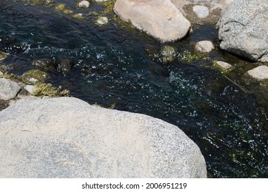 Bubbling Water Running Through Rocks