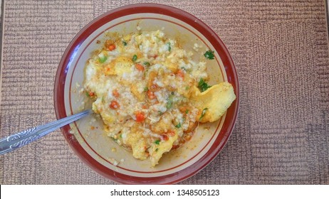 Bubur Ayam Or Porridge With Chicken.