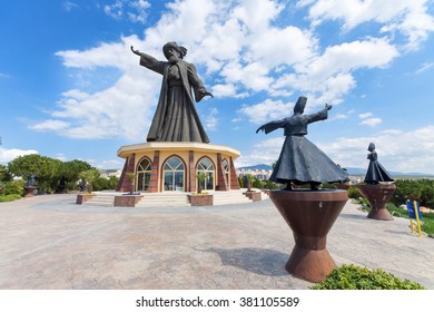 Buca, Turkey - March 30, 2012 : This Statue Was Erected On The Tingirtepe Hill In Buca In Izmir. Mevlana Who Is Also Known As Rumi, Was A Philosopher And Mystic Of Islam