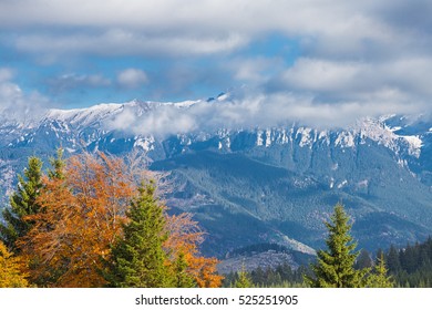 Bucegi mountains landscape in Romania Carpathians in autumn