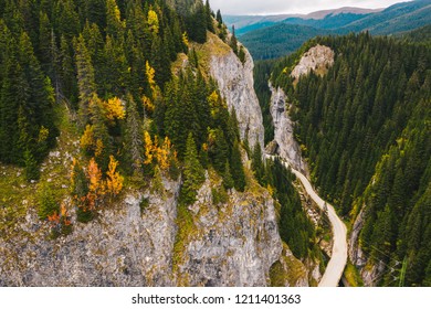 Bucegi Mountains Tatar Gorges in the Carpathians at the beginning of autumn season