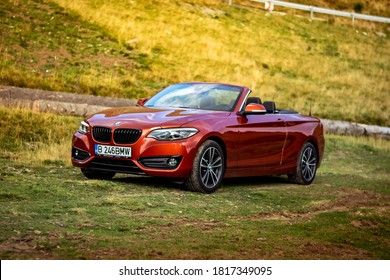 Bucegi, Romania - August 1, 2020: 2020 BMW 2 Series Convertible front 3/4 view