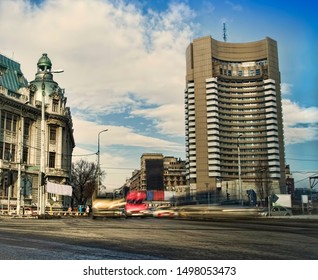 Bucharest City Street With Cars Driving