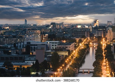 Bucharest Cityscape At Night