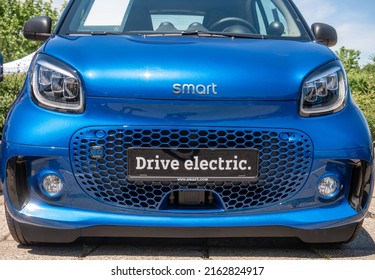 Bucharest, Romania - 05.20.2022: Close Up Detail With Full Electric Small City Car Smart EQ Fortwo