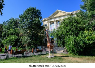 Bucharest, Romania, 21 August 2021 - The Building Of The Antipa Natural History Museum (Muzeul De Istorie Naturala Antipa), In Victoriei Square (Piata Victoriei) In The City Center