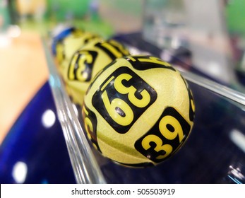 Bucharest, Romania, 21 February 2016: Image Of Lottery Balls During Extraction Of The Winning Numbers.