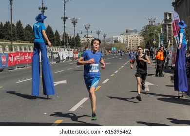 BUCHAREST, ROMANIA, April 3, 2016: Children Participate In The Bucharest 10 K & Family Run Marathon Held In Bucharest. 