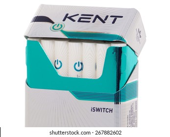 BUCHAREST, ROMANIA - APRIL 9, 2015. Kent ISwitch Produced By British American Tobacco. Kent ISwitch Cigarette Filter Contains An Innovative Capsule Which If Broken Turn Into Menthol Cigarette Taste.